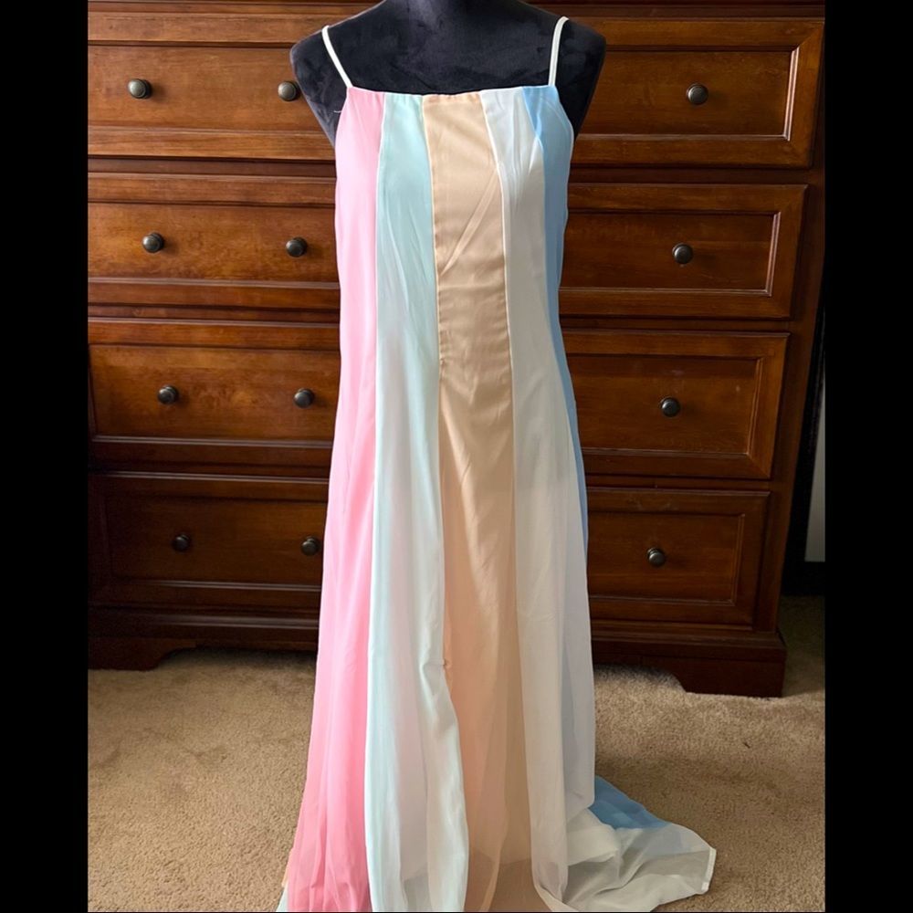 Davi & Dani Pastel Rainbow Maxi Dress
